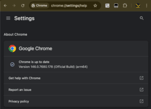 Google Chrome 最新バージョン確認